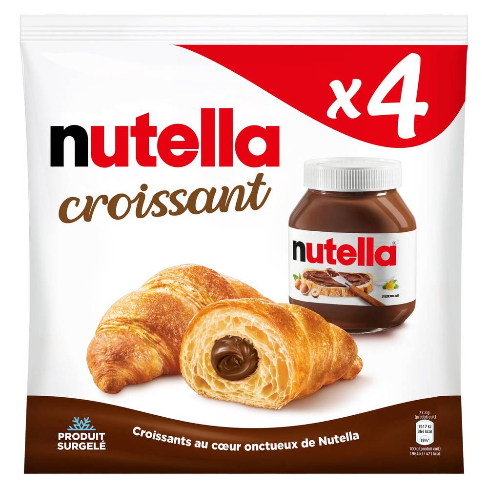 Croissant fourrée à la pâte à tartiner aux noisettes et au cacao NUTELLA - le sachet de 4 croissants