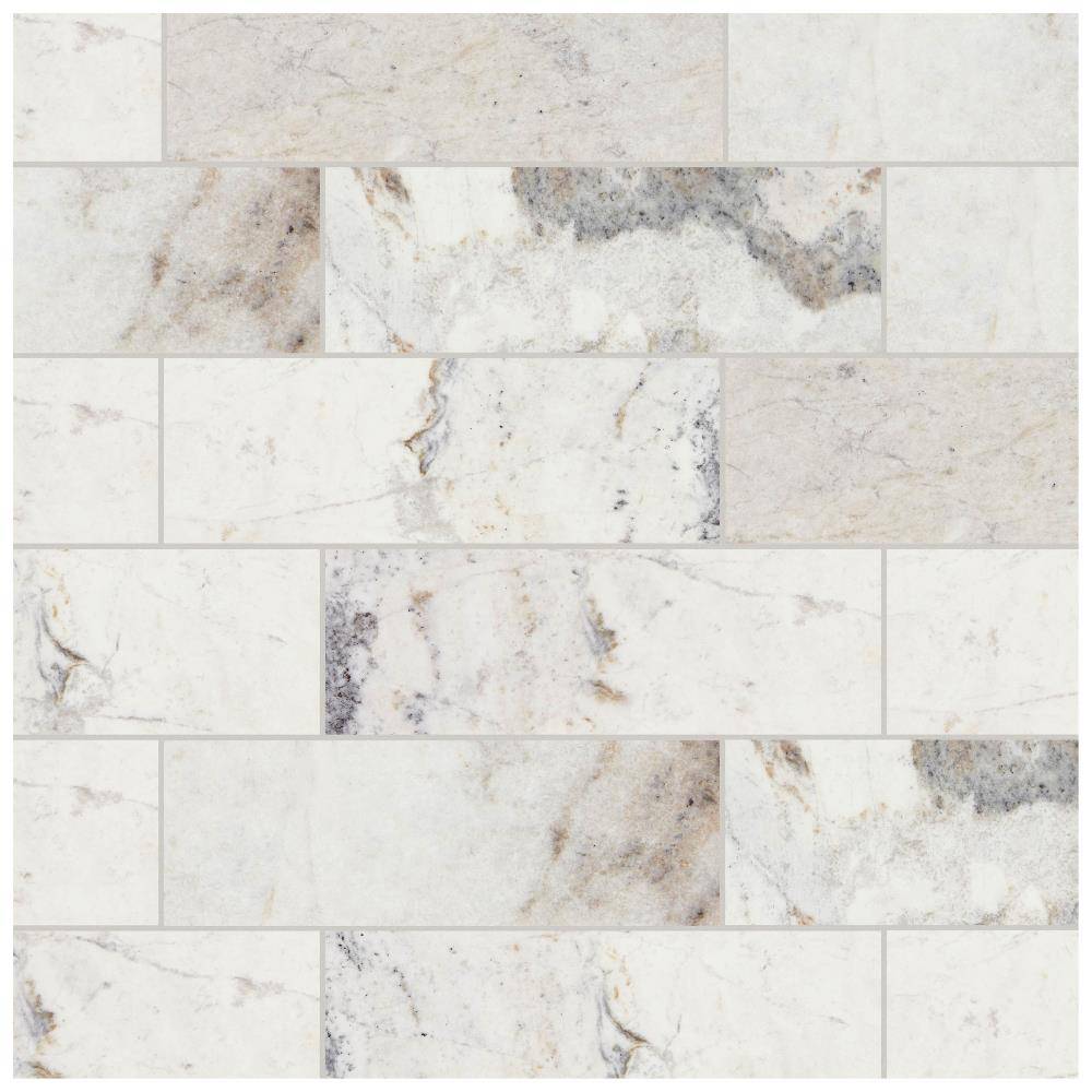 American Olean Genuine Stone White Ember 4-in x 12-in Honed Natural Stone Marble Look Floor and Wall Tile (0.33-sq. ft/ Piece) | GS39412FLTCC1U