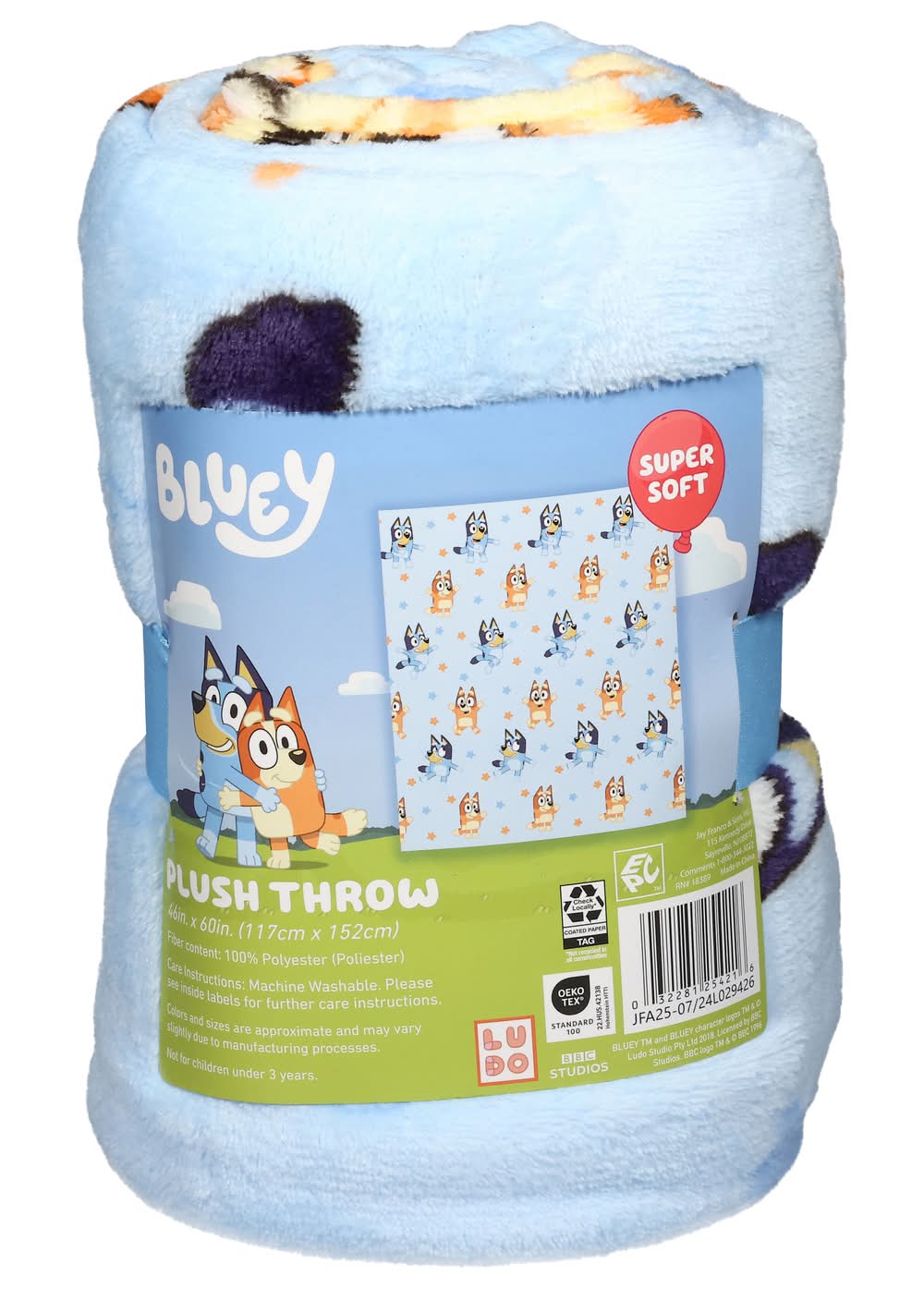 BLUEY Super Soft Plush Throw, 46x60 in