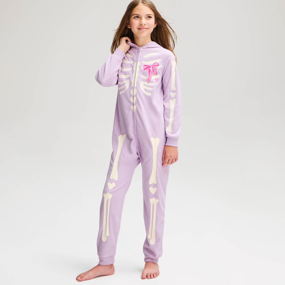 Girls' Halloween Skeleton Union Suit - Cat & Jack™ Light Purple XS