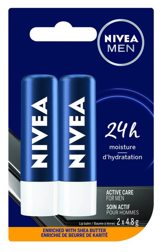 Nivea Active Care For Men Lip Balm Duo (2 x 4.8 g)