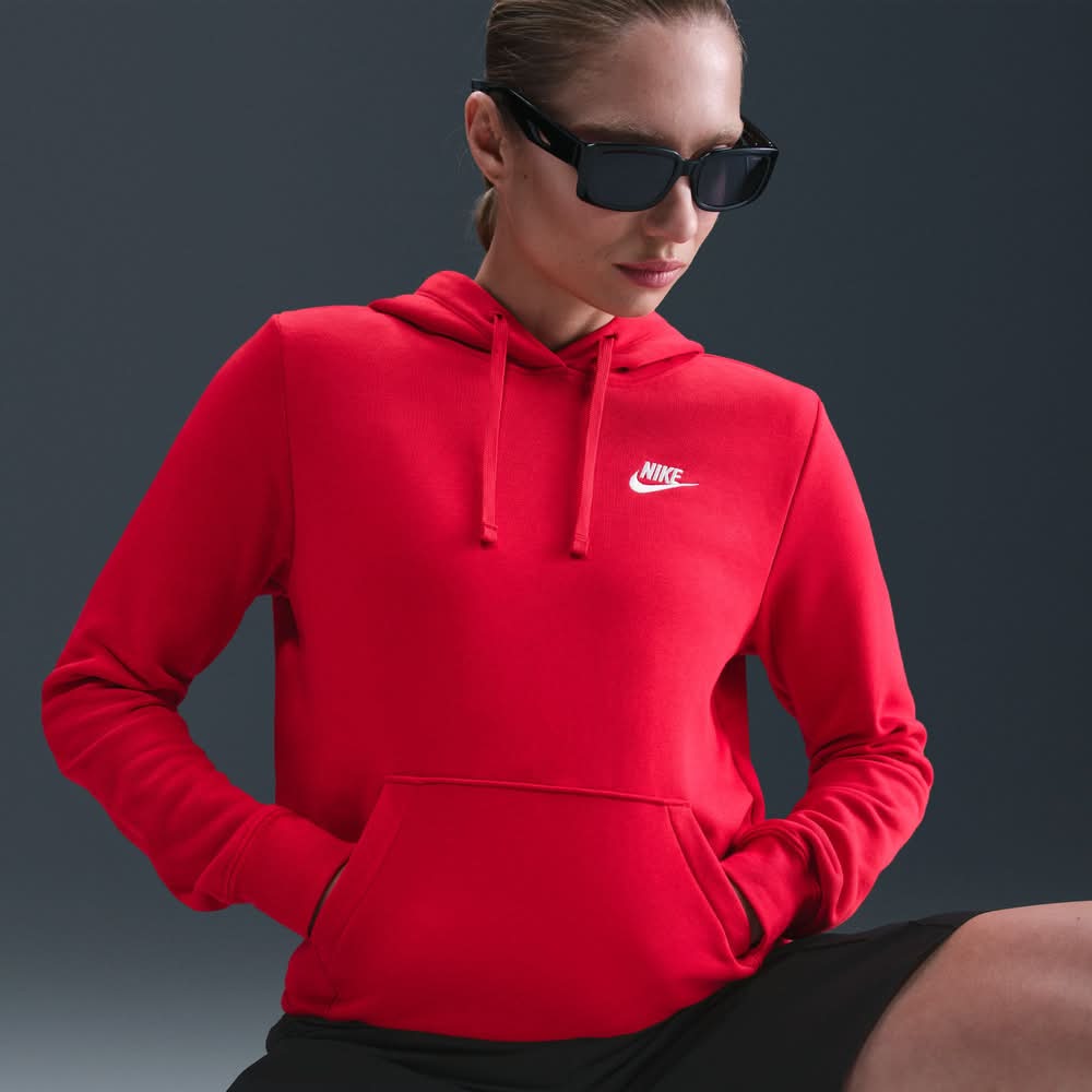 nike sportswear club fleece pullover hoodie red