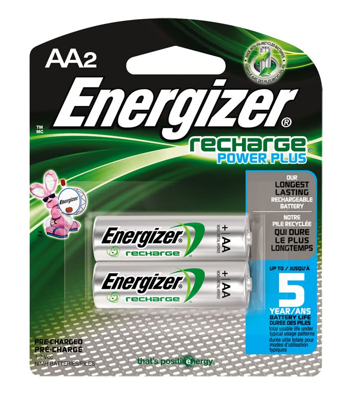 Energizer piles rechargeables nimh aa - energizer recharge power plus aa2 rechargable batteries (2 ct)