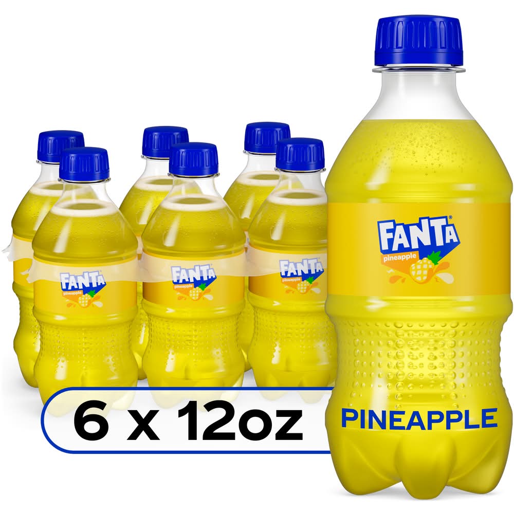 Fanta Caffeine Free Flavored Soda, Pineapple (6 x 12 fl oz)
