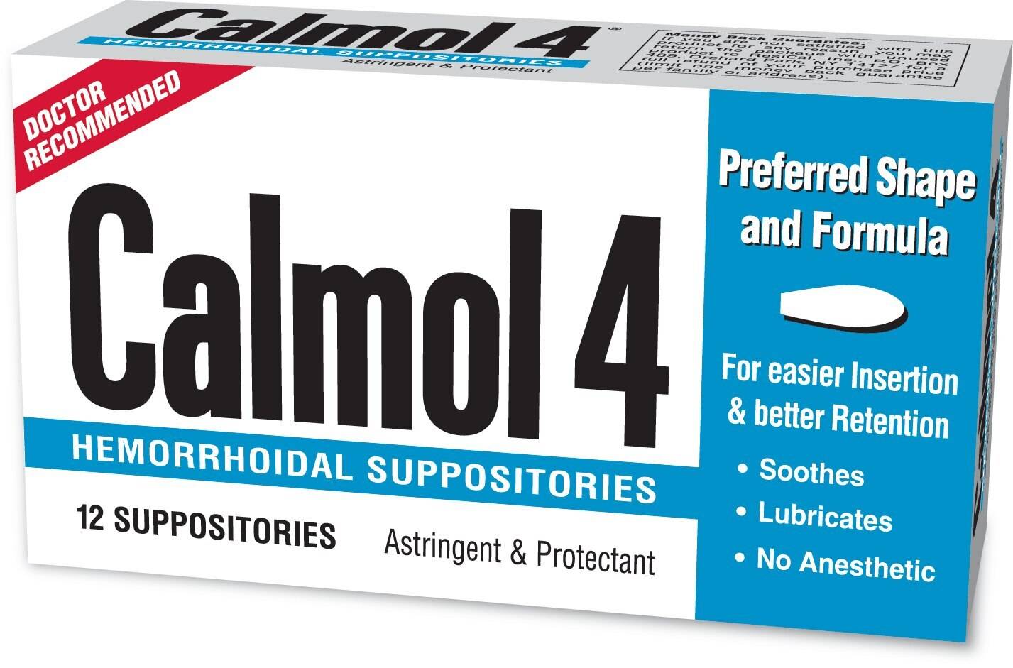 Calmol 4 Hemorrhoidal Suppositories, 12 CT