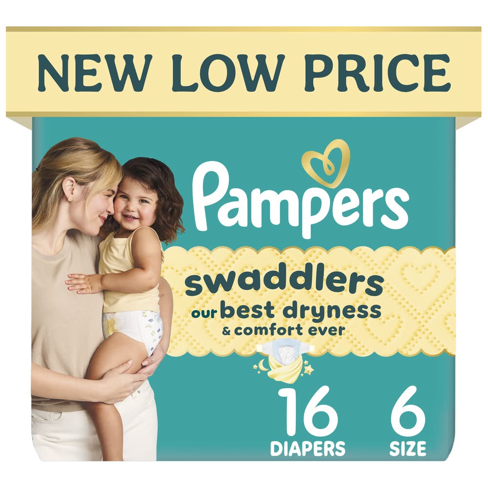 Pampers Swaddlers Best Dryness & Comfort Ever Baby Diapers, 6 (16 ct)
