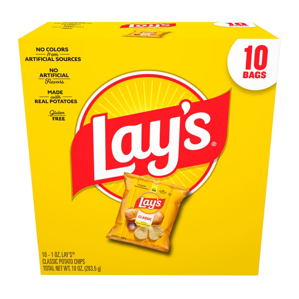 Lay's Classic Potato Chips Bags (10 x 1 oz)
