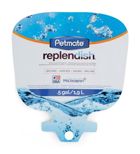 Petmate Gray Replendish Pet Waterer, X-Small, 0.5 Gallon