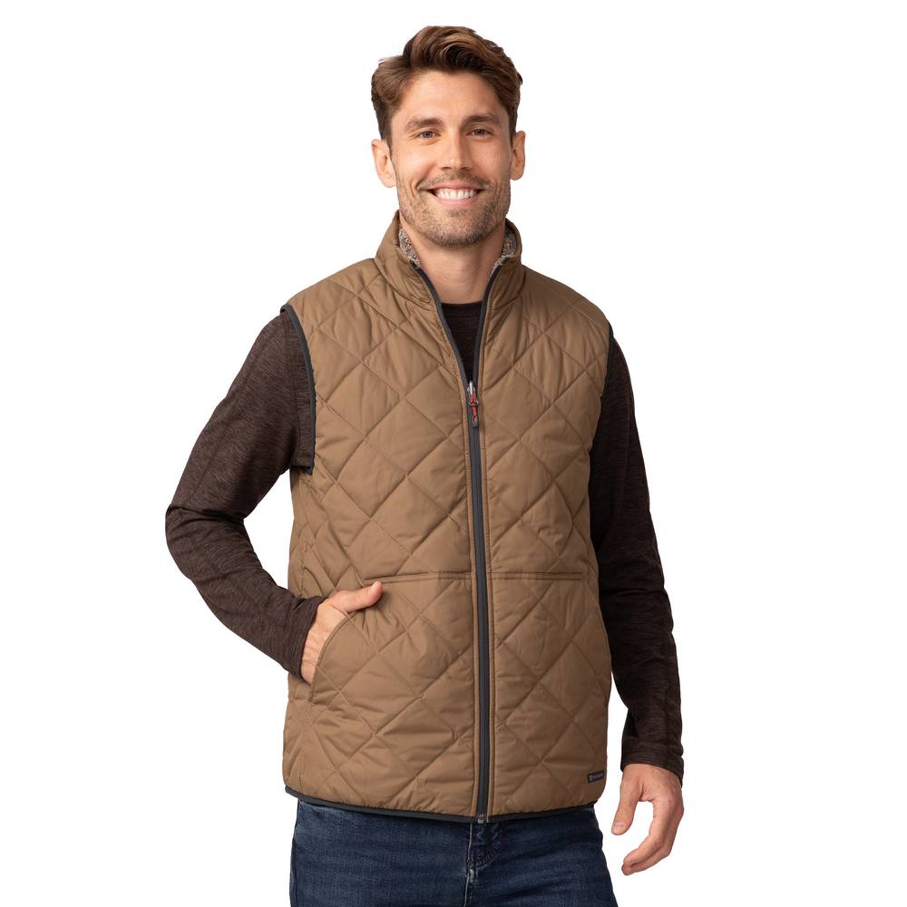 Free Country Men's Brown Nylon Reversible Vest (Extra Large) | 197-MOF3617BROWN XL