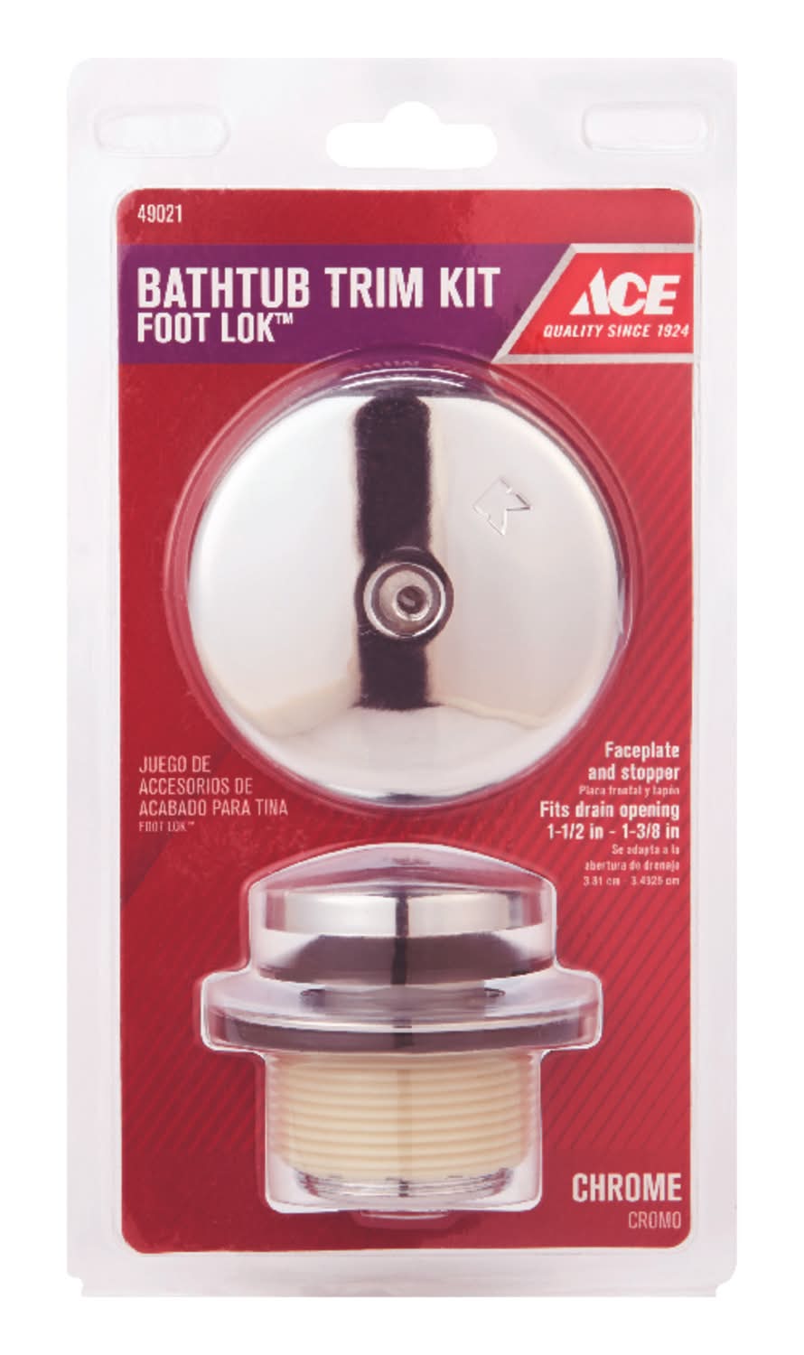 ACE 1 Chrome Plated Foot Lok Stop Bath Drain Trim Kit