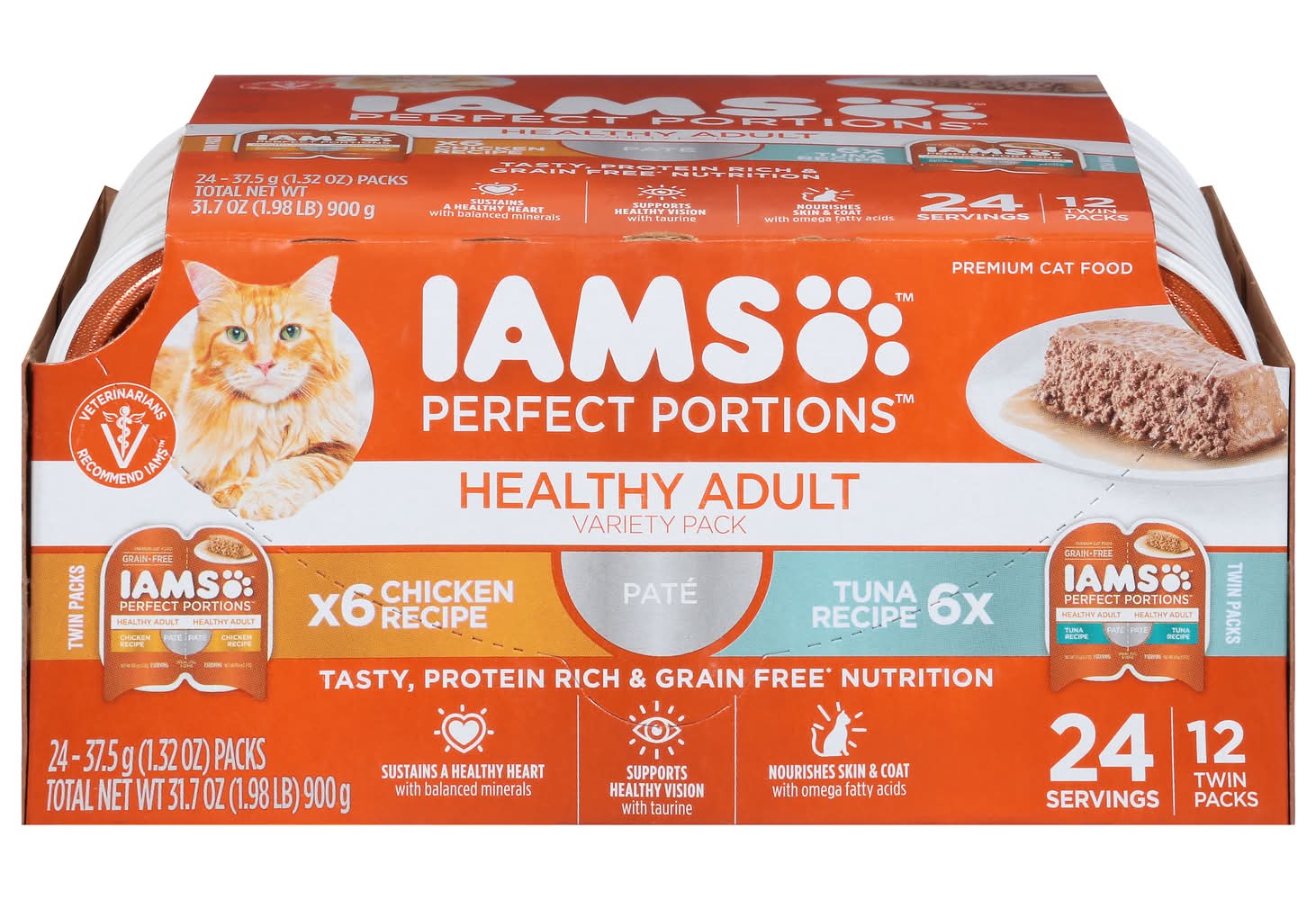 Iams Perfect Portions Healthy Variety pack Cat Food, Chicken-Tuna, Adult (24 x 1.32 oz)
