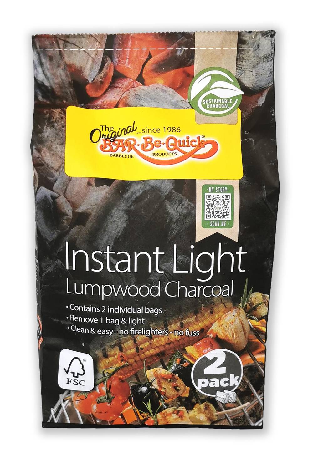 Bar-Be-Quick Instant Light Lumpwood Charcoal (2 pack)