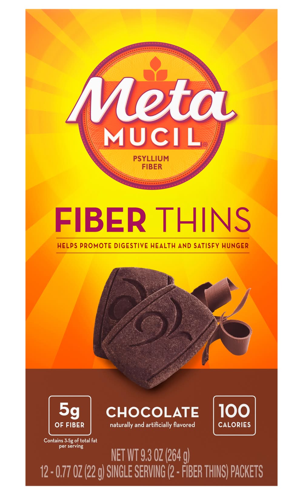Metamucil Chocolate Fiber Thins (9.3 oz, 12 ct)