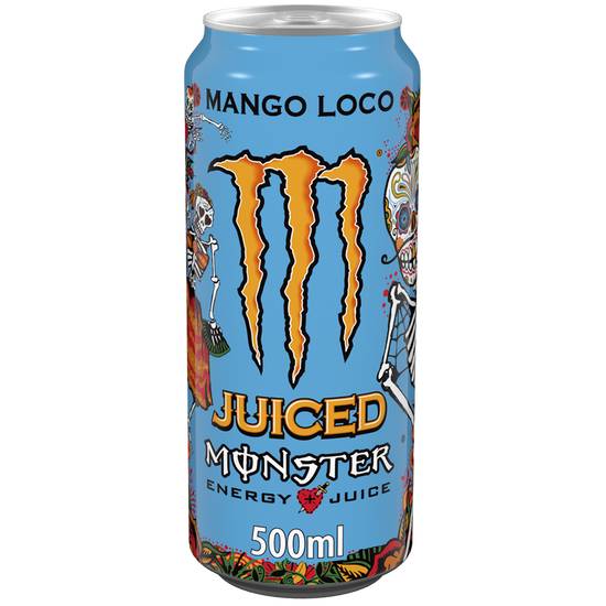 Monster - Boisson énergisante gazeuse enrichie en vitamines mango loco  (500 ml)