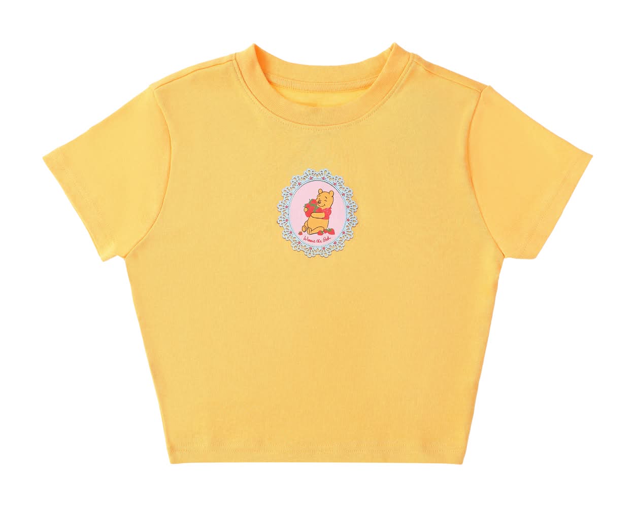 Juniors Disney Winnie The Pooh Strawberry Basket Graphic Tee Medium Gold