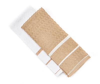 Tan & White Grid-Texture 2-Piece Kitchen Towel Set