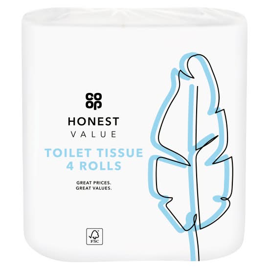 Co-op Honest Value Toilet Tissue Rolls (4 pack)