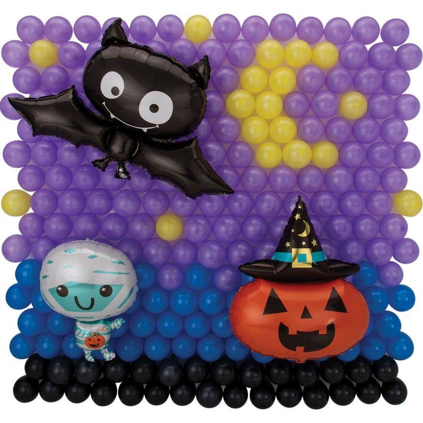 Uninflated Air-Filled Halloween Friends Foil Latex Balloon Backdrop Kit, 6.25ft x 5.9ft