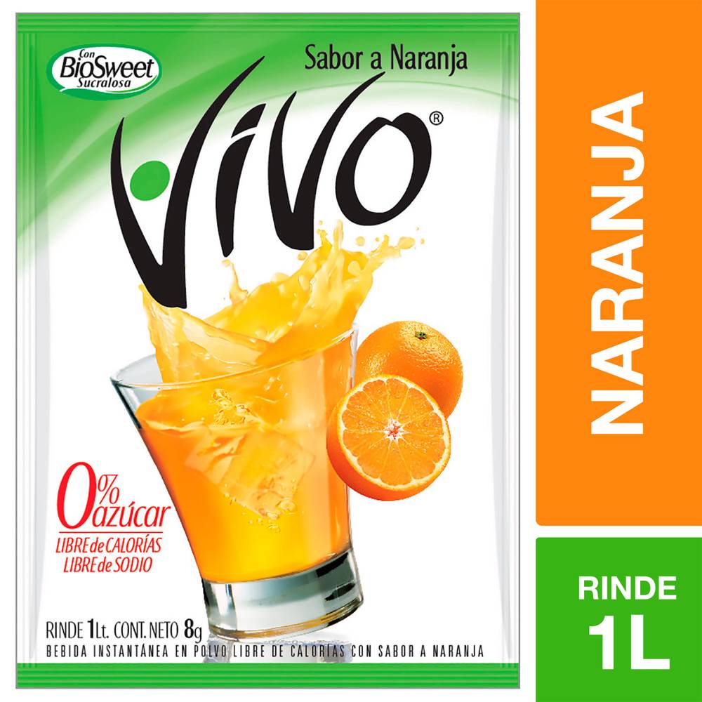 Vivo jugo en polvo sabor naranja (sobre 7 g)