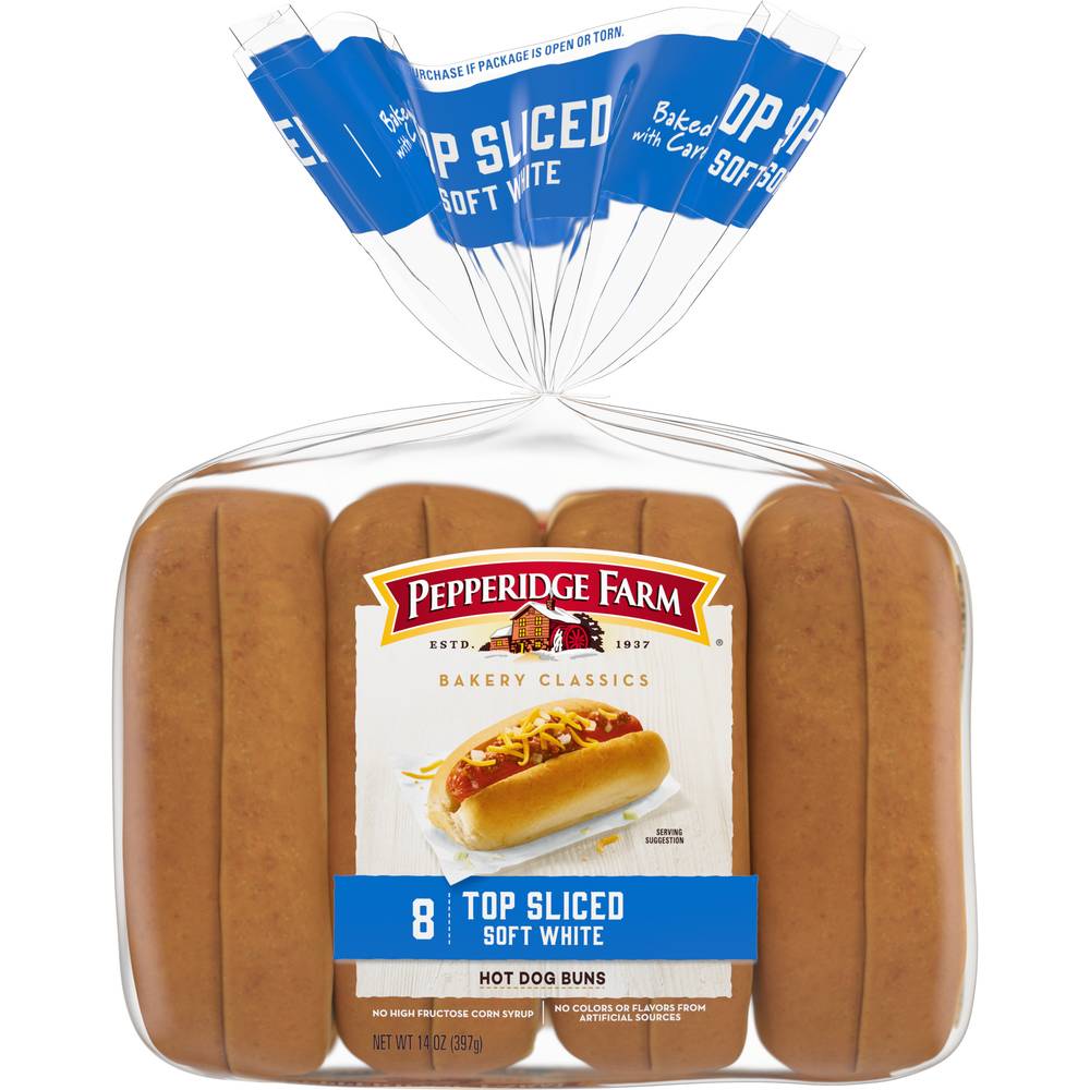 Pepperidge Farm Bakery Classics Soft White Top Sliced Hot Dog Buns (14 oz, 8 ct)