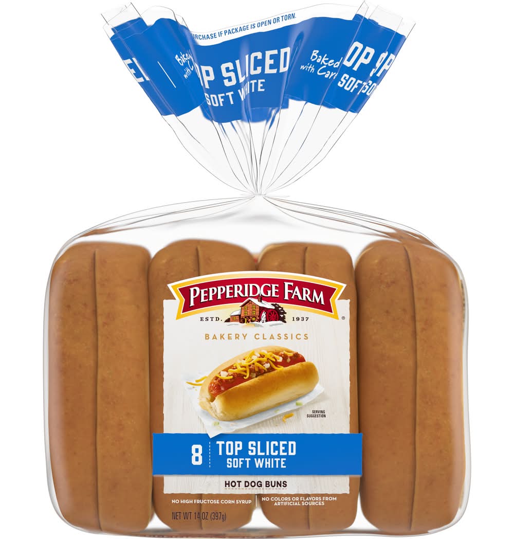 Pepperidge Farm Bakery Classics Soft White Top Sliced Hot Dog Buns (14 oz, 8 ct)