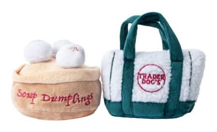 Foodiez Plush Dog Toys W/ Squeaker 2-Pack Soup Dumplings