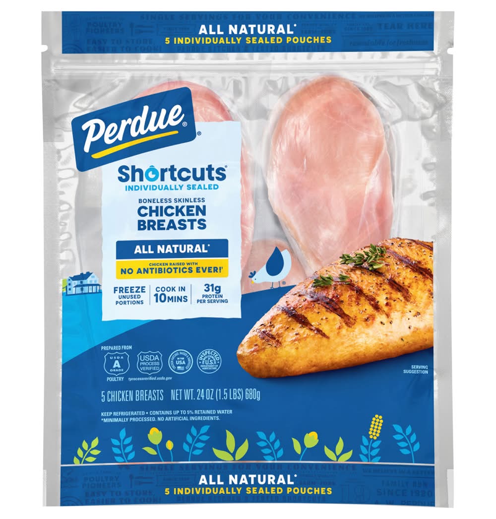 Perdue Shortcuts Boneless Skinless All Natural Chicken Breasts (24 oz, 5 ct)