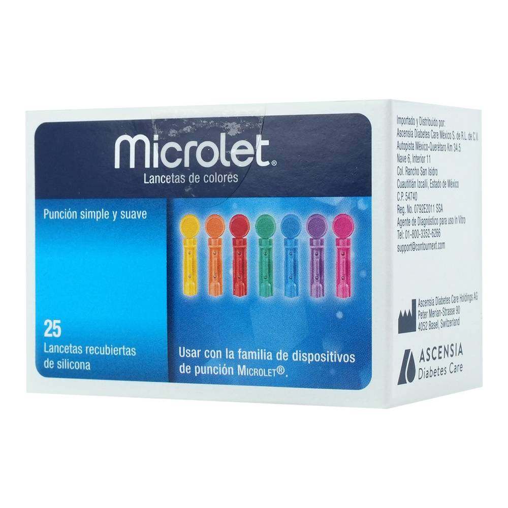 Microlet lancetas de colores (caja 25 piezas)