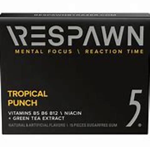 5 Gum Respawn Mental Focus Gum, Tropical Punch (10 x 15 ct)