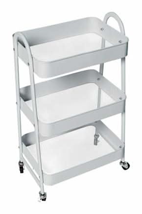 3-Tier Metal Rolling Cart White