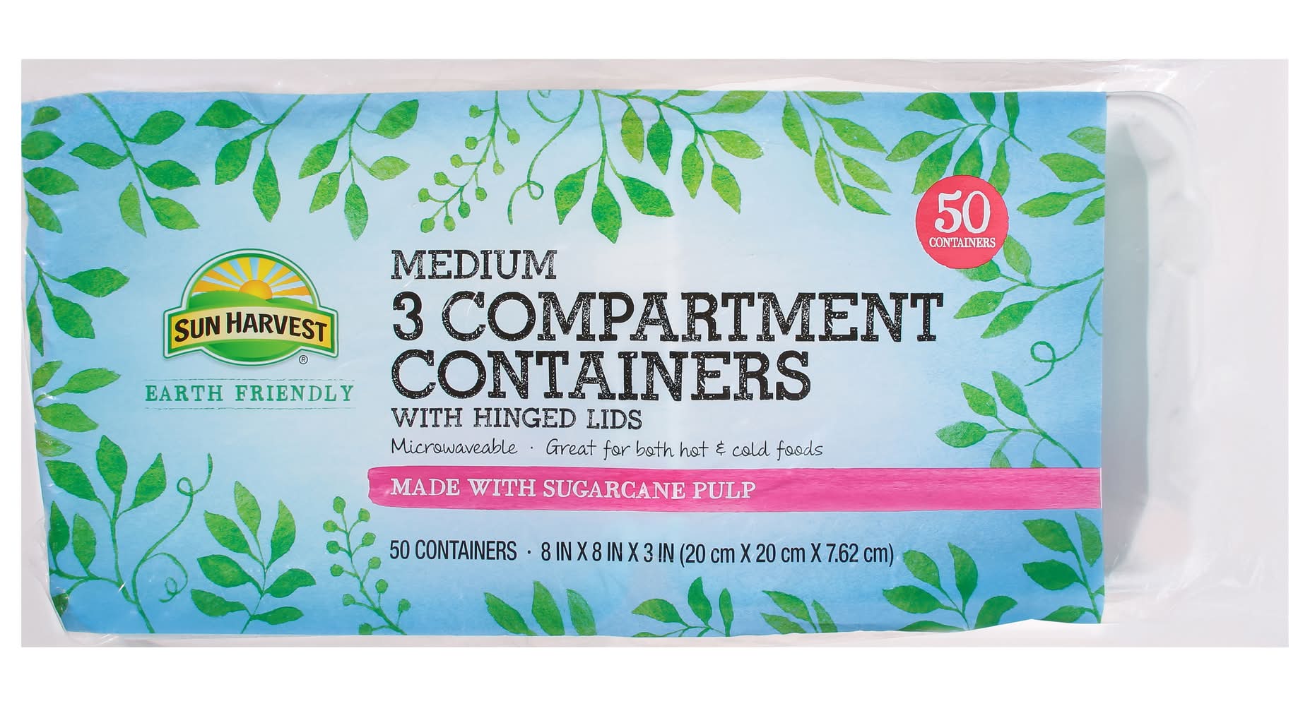 Sun Harvest Earth Friendly Medium 3 Compartment Containers (4.01 lbs)