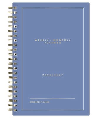 2026-2027 Blue Sky Sincerely Jules Sincerely Blue 5 x 8 Academic Year Weekly & Monthly Planner, Plastic Cover, Blue (161392)