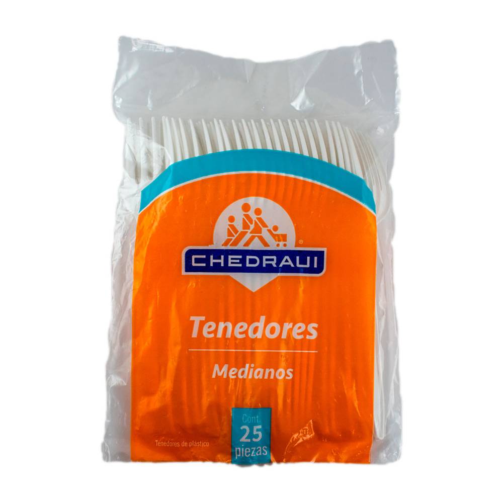 Chedraui · Tenedores de plástico, M, blanco