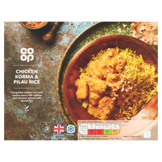 Co-Op Chicken Korma & Pilau Rice (400g)