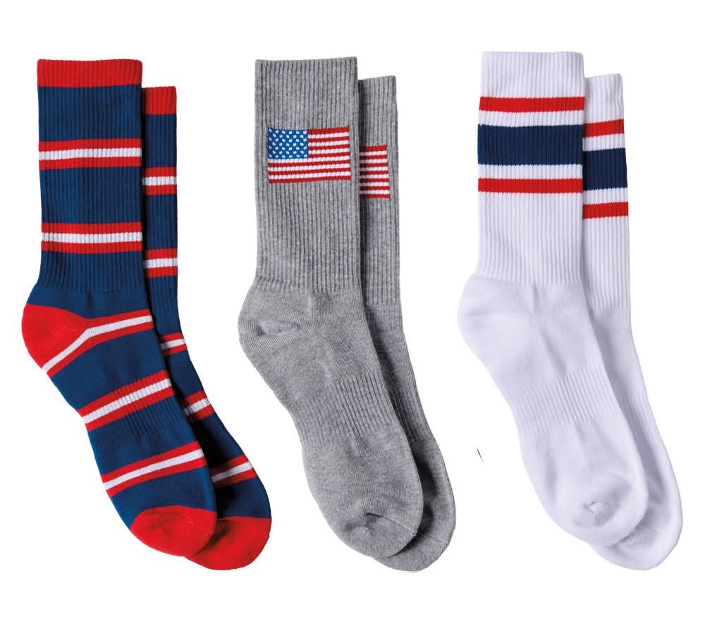Crane Stripe/Gray/White Retro Socks, Size 6-12