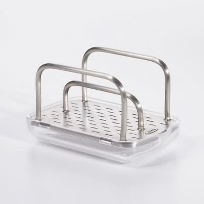 OXO Stainless Steel Sink Sponge Holder, 4.25 in, Light Silver