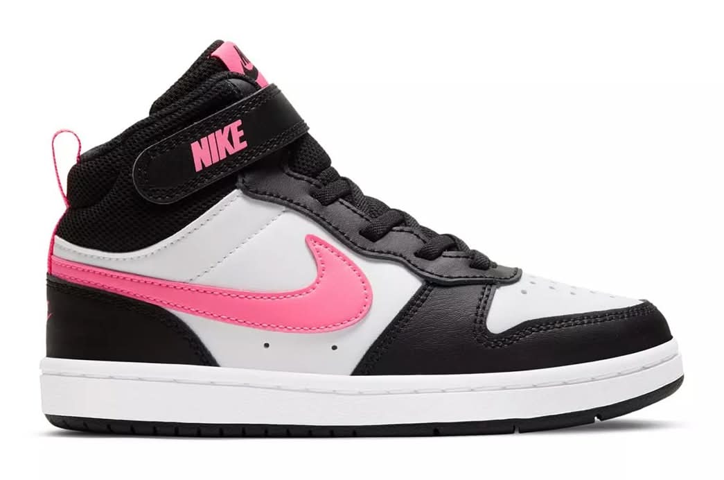 Nike Court Borough Mid 2 Sneaker - Kids' (Black/Pink Medium - 12 Youth)
