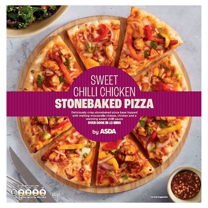 Asda Sweet Chilli Chicken Stonebaked Pizza 340g
