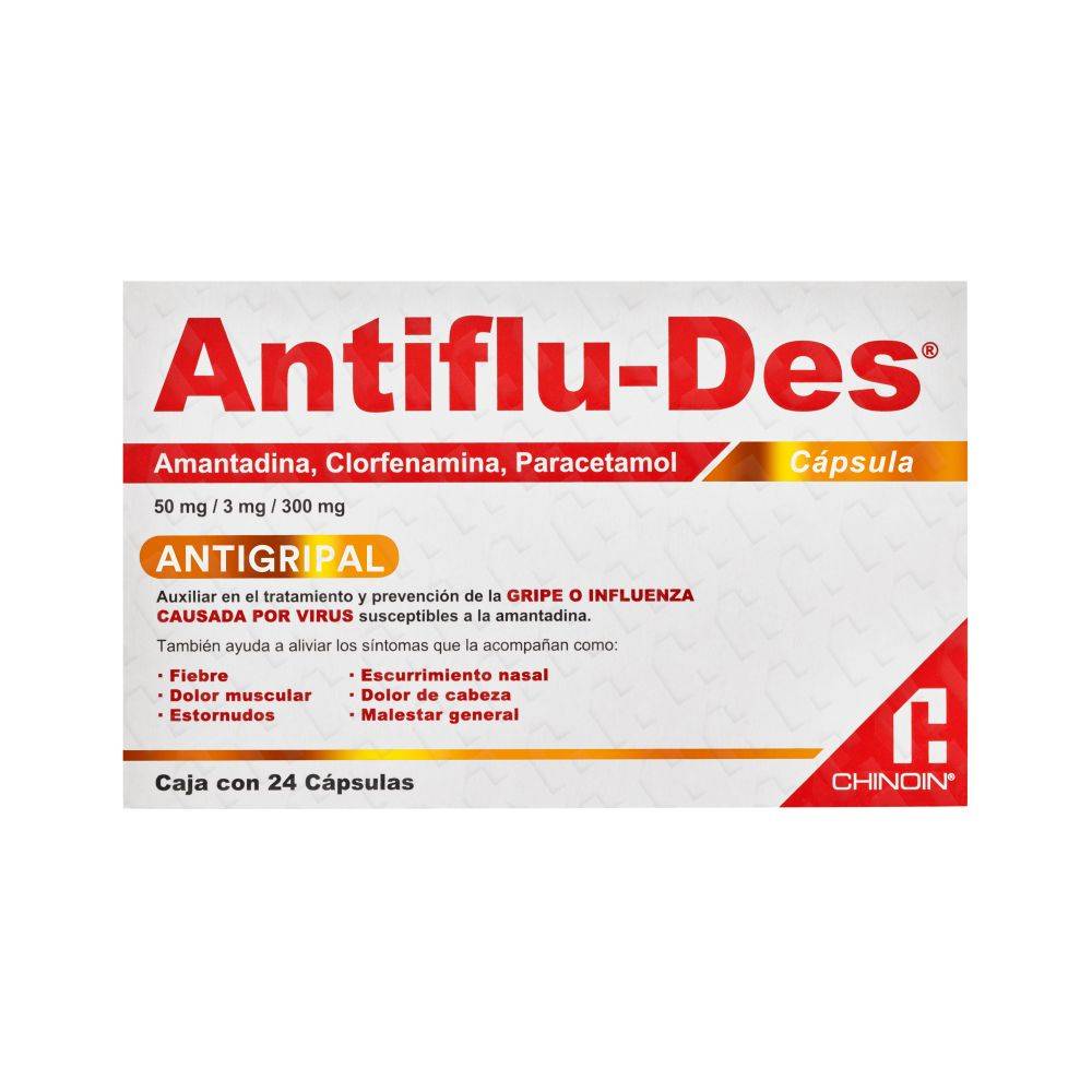 Chinoin antiflu-des cápsulas 3 mg / 50 mg / 300 mg (24 un)