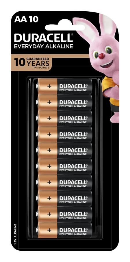 Duracell Everyday Alkaline Batteries, AA (10 pack)