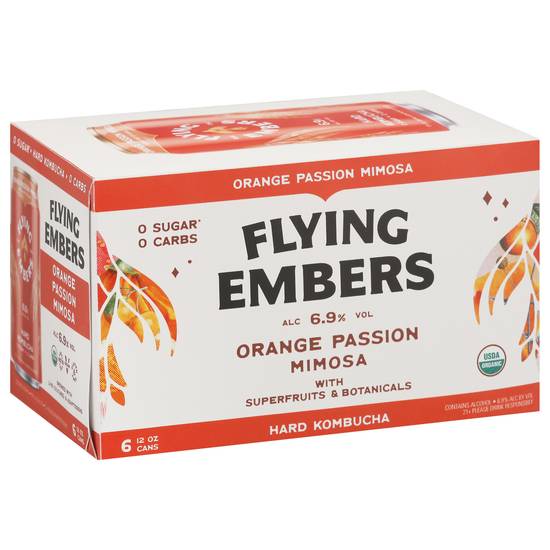 Flying Embers Orange Passion Mimosa Hard Kombucha Cans (6 ct, 12 fl oz)