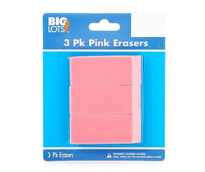 Pink Erasers, 3-Pack