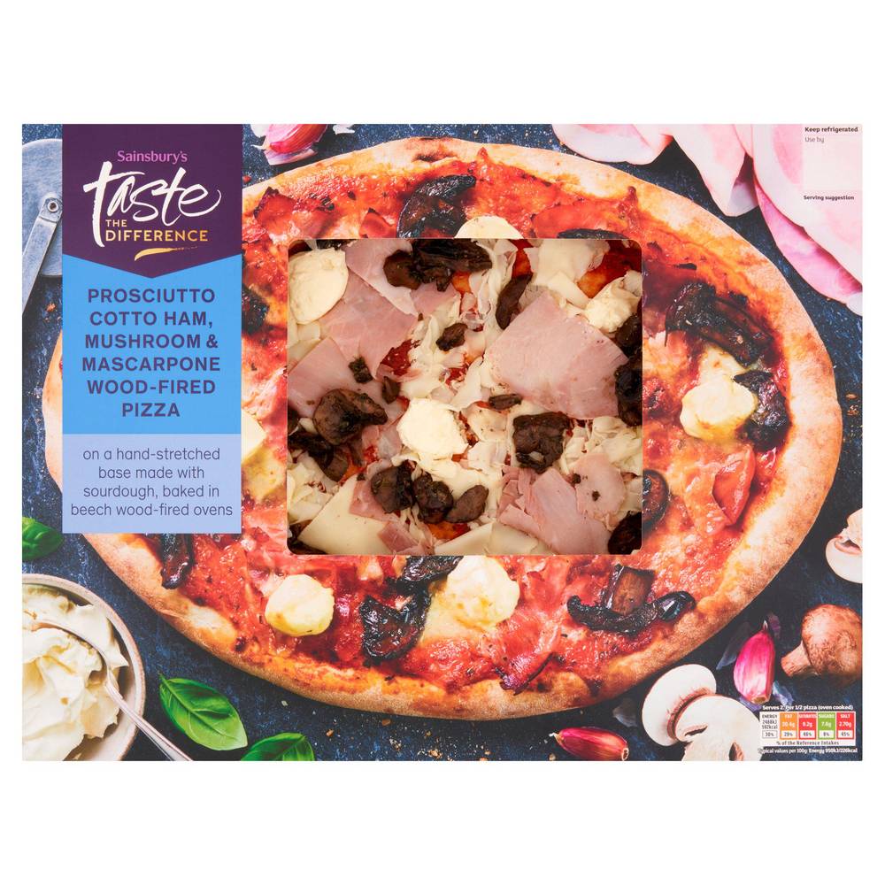 Sainsbury's Prosciutto Mushroom & Mascarpone Pizza, Taste the Difference 480g