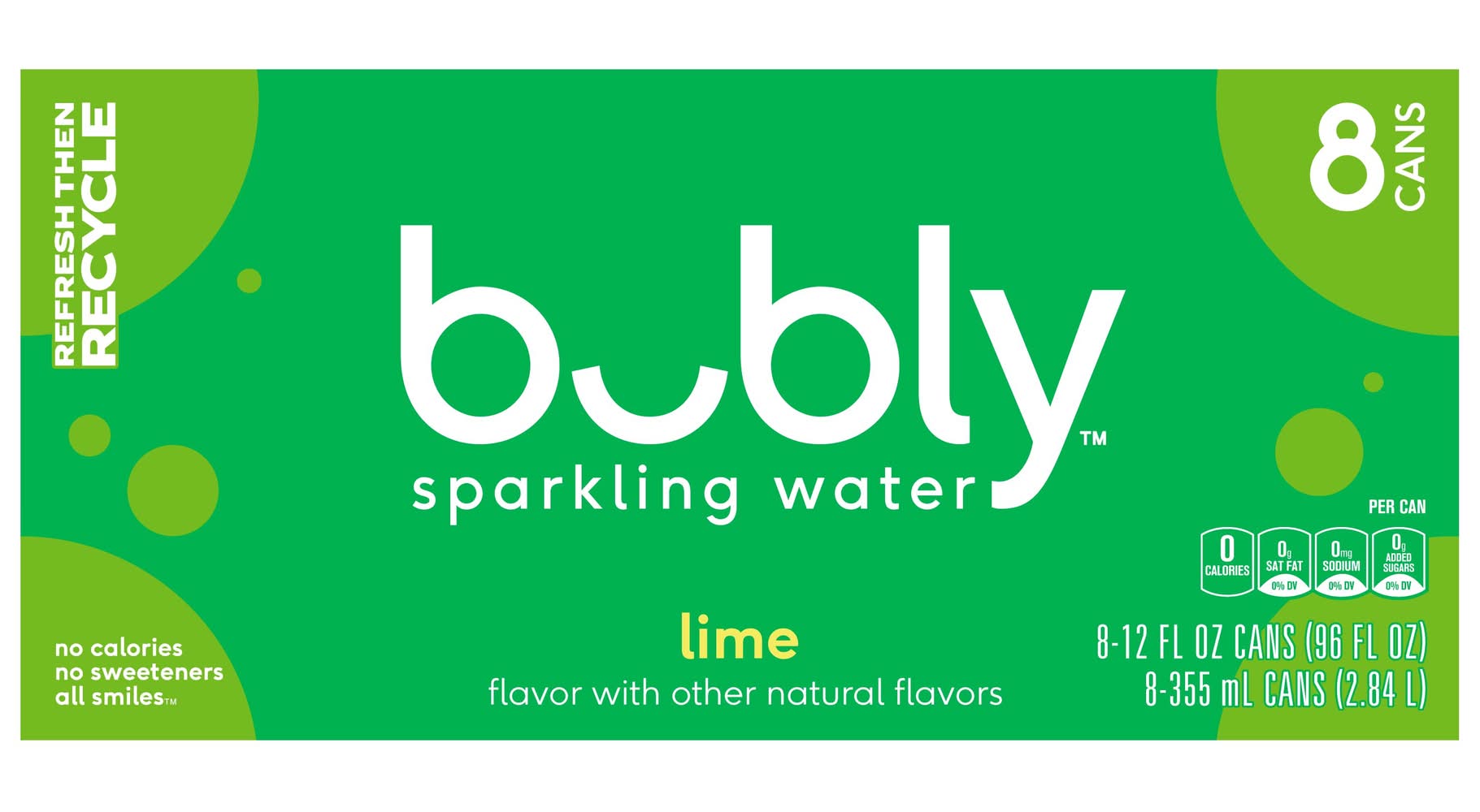 bubly Flavored Sparkling Water, Lime (8 x 12 fl oz)