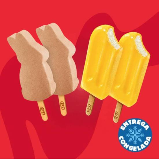 2 Paletas Conejos Turín + 2 Chemisse Piña Coco