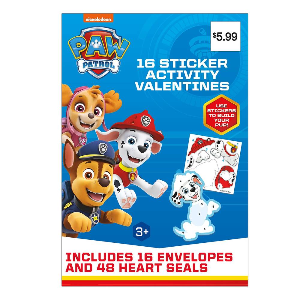 Paw Patrol Sticker Activity Valentines, 16ct