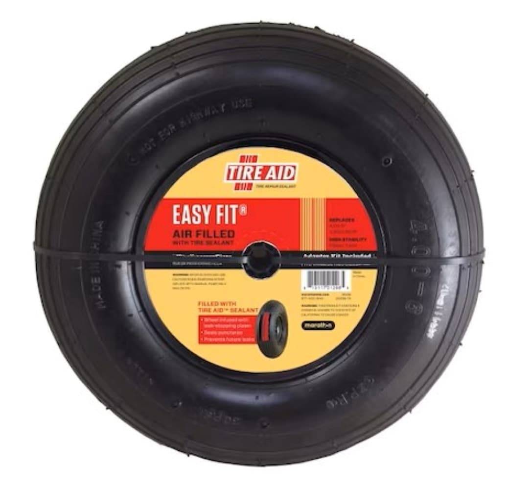 Marathon Easy Fit Sealant Filled, Pneumatic (air-filled) 4-6 Tire and Wheel Assembly, Wheelbarrow/cart Use, Ribbed Tread | 20296-TA