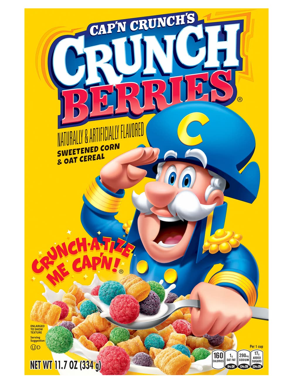 Cap'n Crunch Sweetened Corn & Oat Cereal, Crunch Berries (11.7 oz)