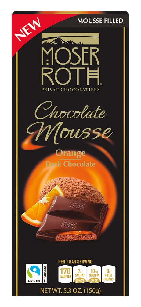 Moser Roth Mousse Filled Dark Chocolate Bar, Orange (5.3 oz)