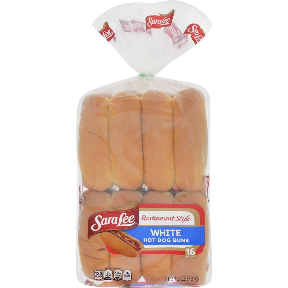 Sara Lee Restaurant Style White Hot Dog Buns, 16 count (1X16|1 Unit per Case)